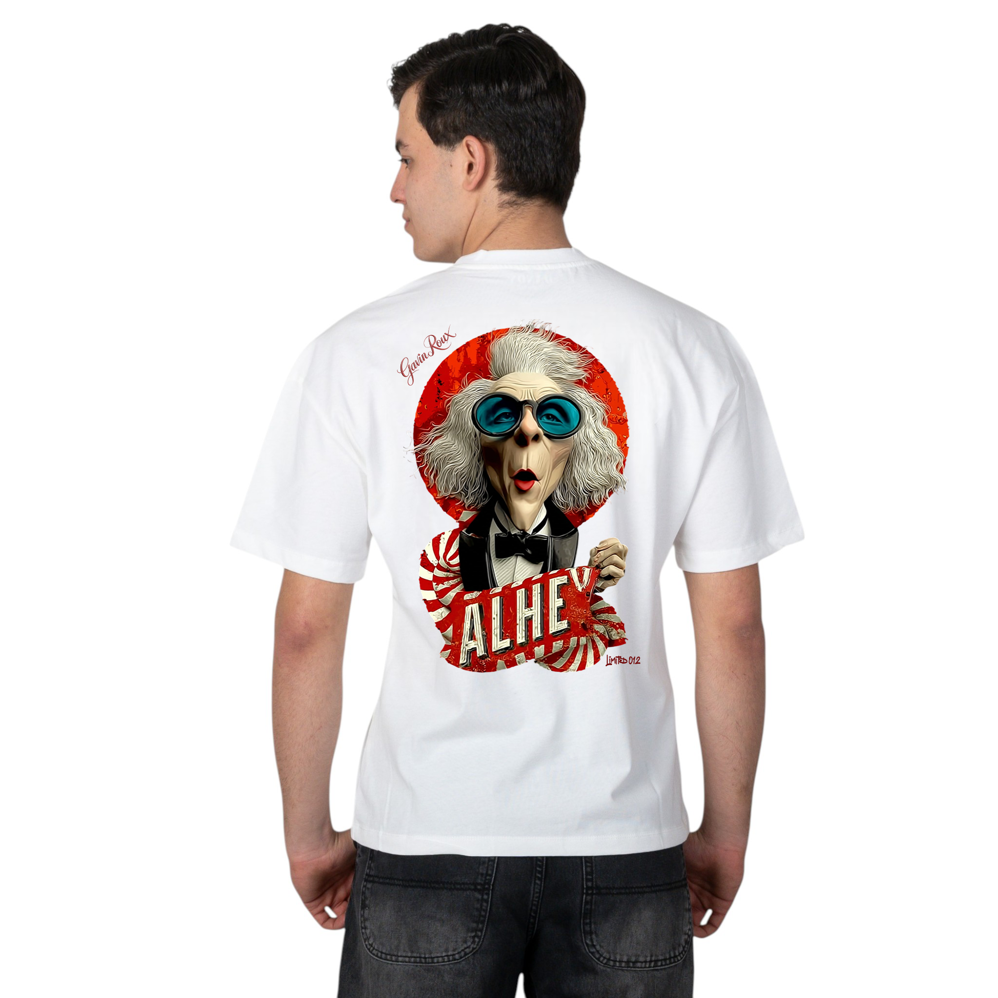 Gavin Roux ALHEY T-Shirt – Maglietta oversize unisex in cotone con stampa artistica LIMITED 012