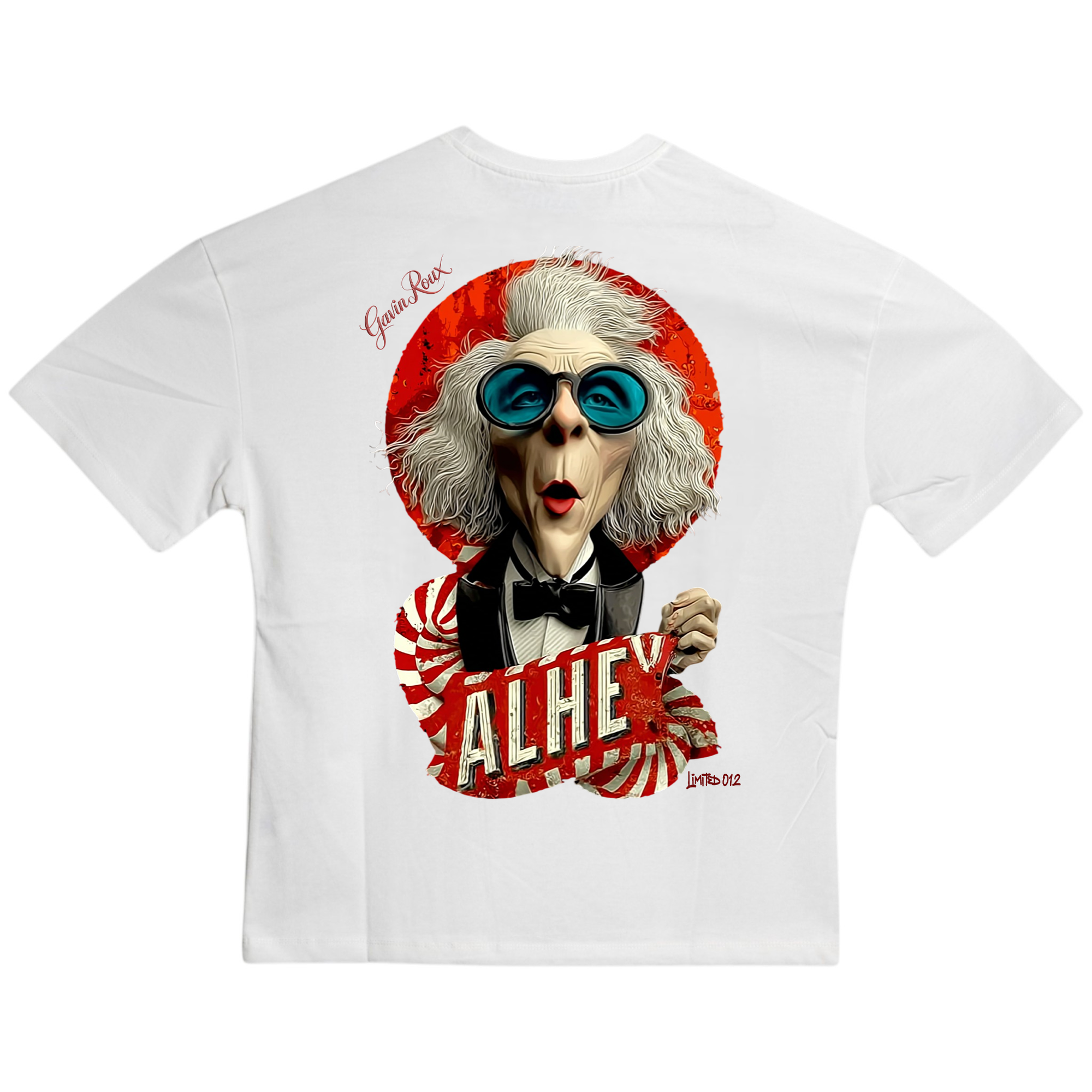 Gavin Roux ALHEY T-Shirt – Maglietta oversize unisex in cotone con stampa artistica LIMITED 012