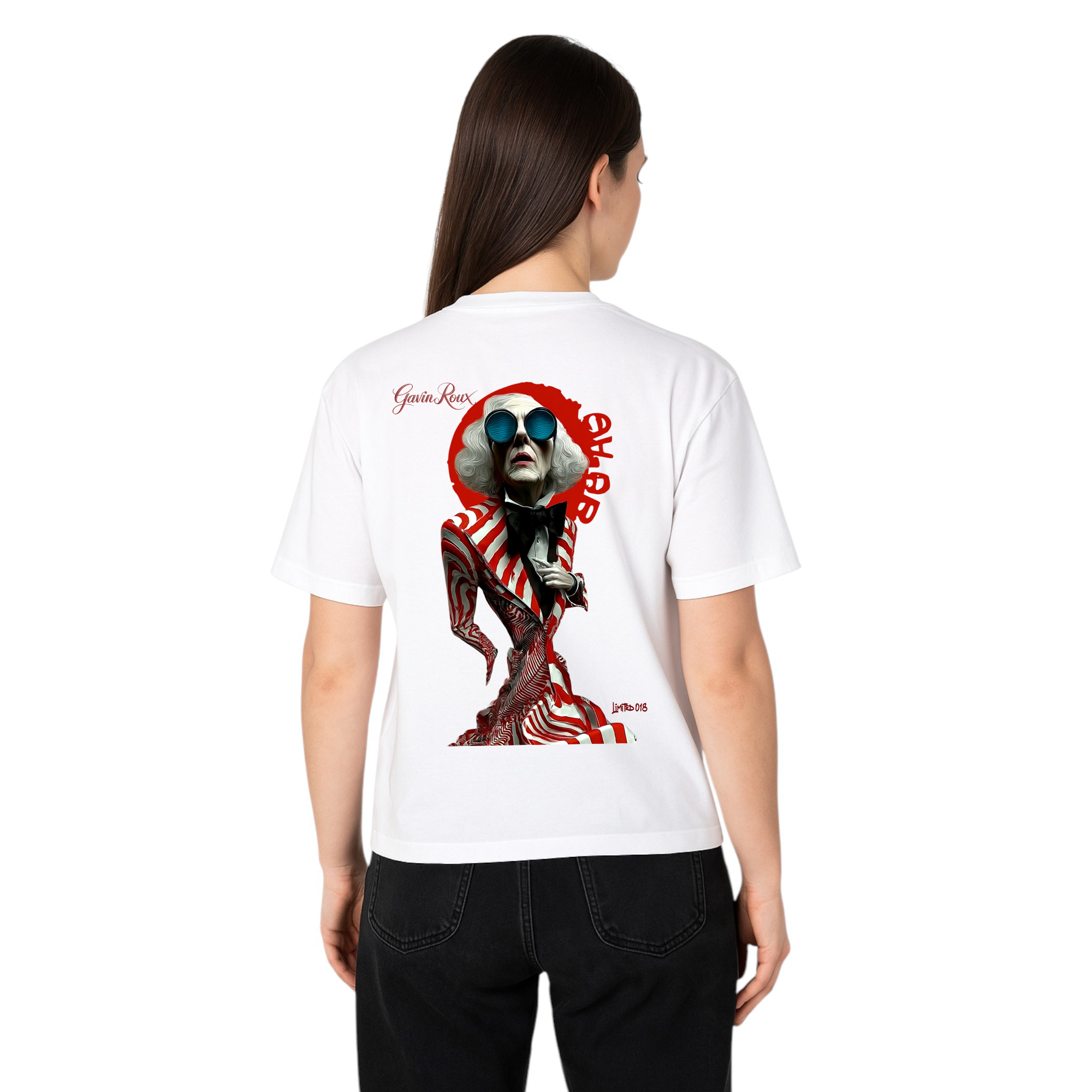 Gavin Roux Glitch Baron T-Shirt – Maglietta oversize unisex in cotone con stampa artistica LIMITED 019