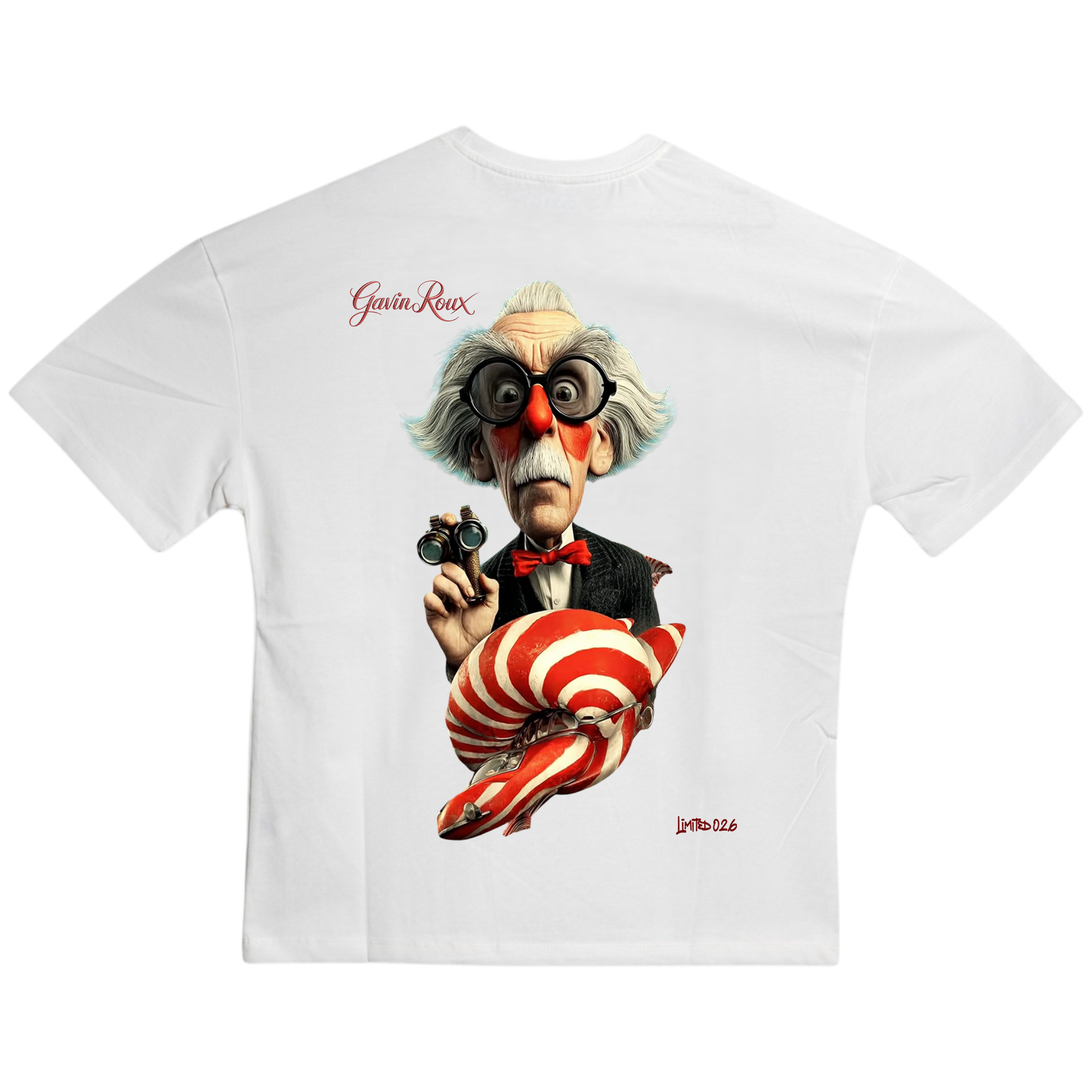 Gavin Roux Clown Commander T-Shirt – Maglietta oversize unisex in cotone con stampa artistica LIMITED 026