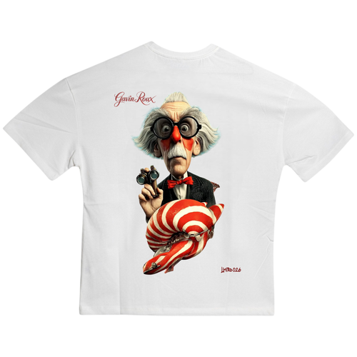 Gavin Roux Clown Commander T-Shirt – Maglietta oversize unisex in cotone con stampa artistica LIMITED 026