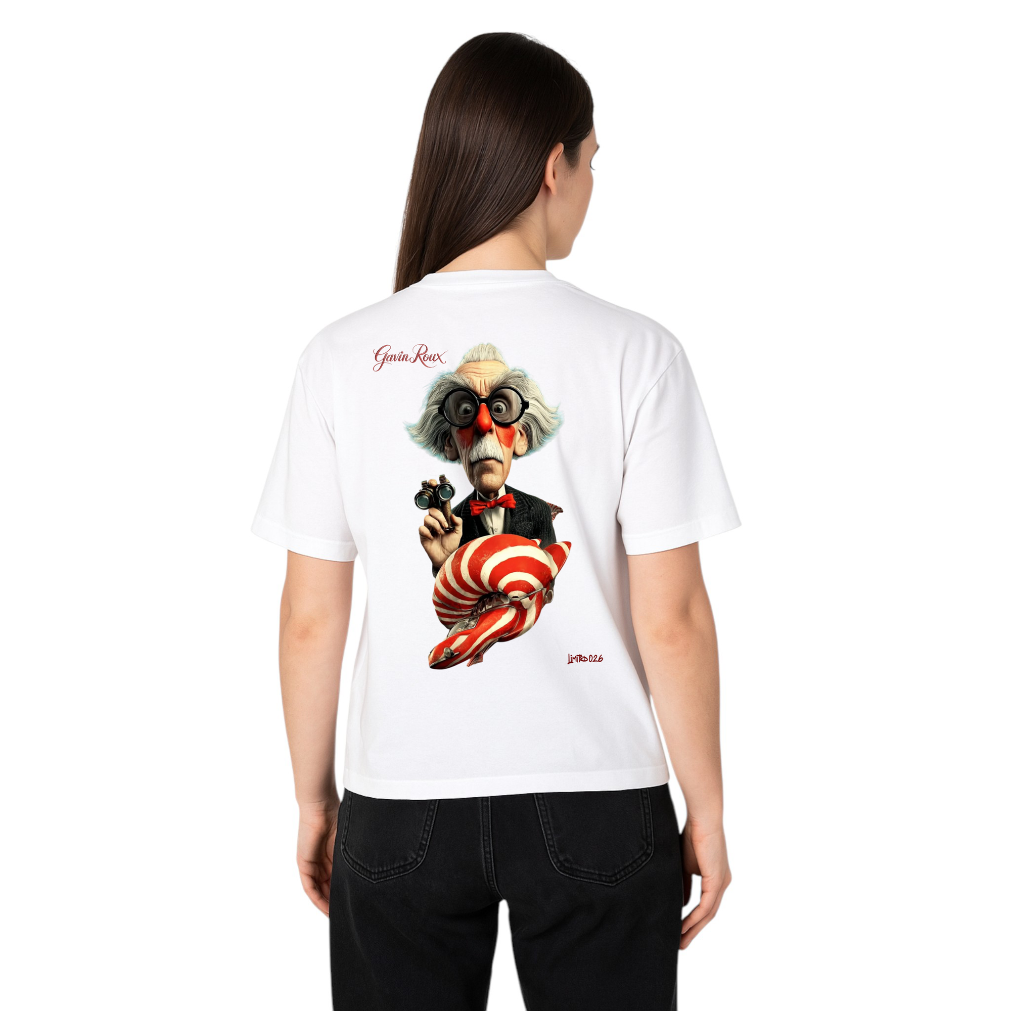 Gavin Roux Clown Commander T-Shirt – Maglietta oversize unisex in cotone con stampa artistica LIMITED 026