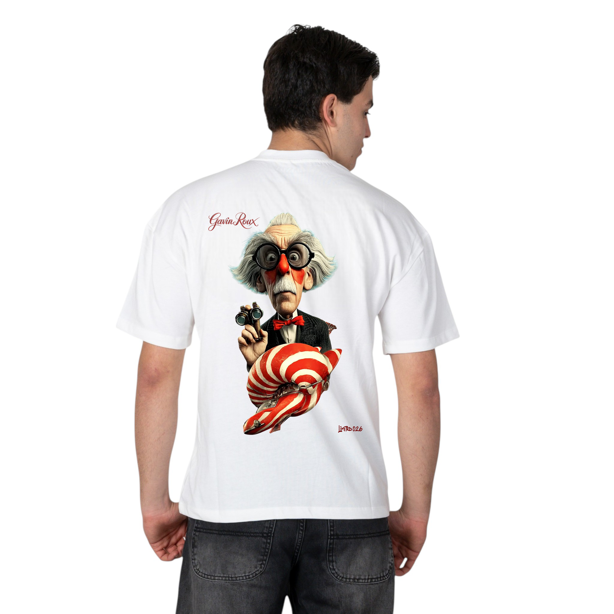 Gavin Roux Clown Commander T-Shirt – Maglietta oversize unisex in cotone con stampa artistica LIMITED 026